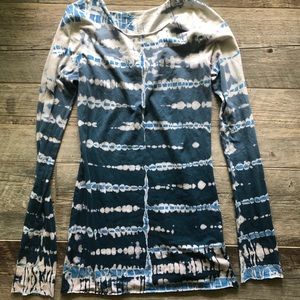 Hard tail blue soft tie dye long sleeve dress xs